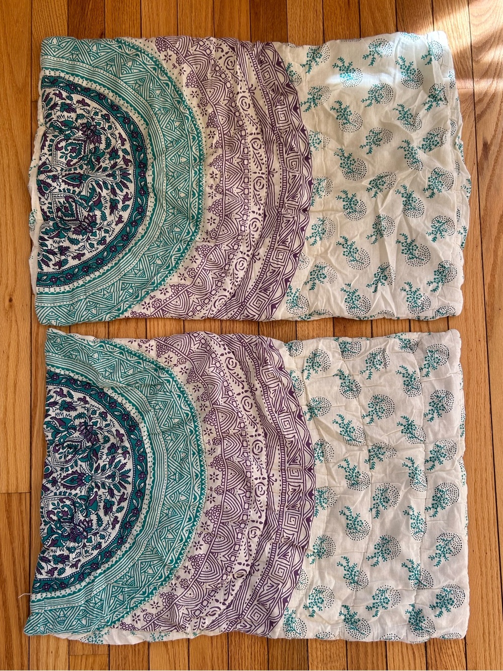 World Market Pillowcase Set Teal, Purple & White